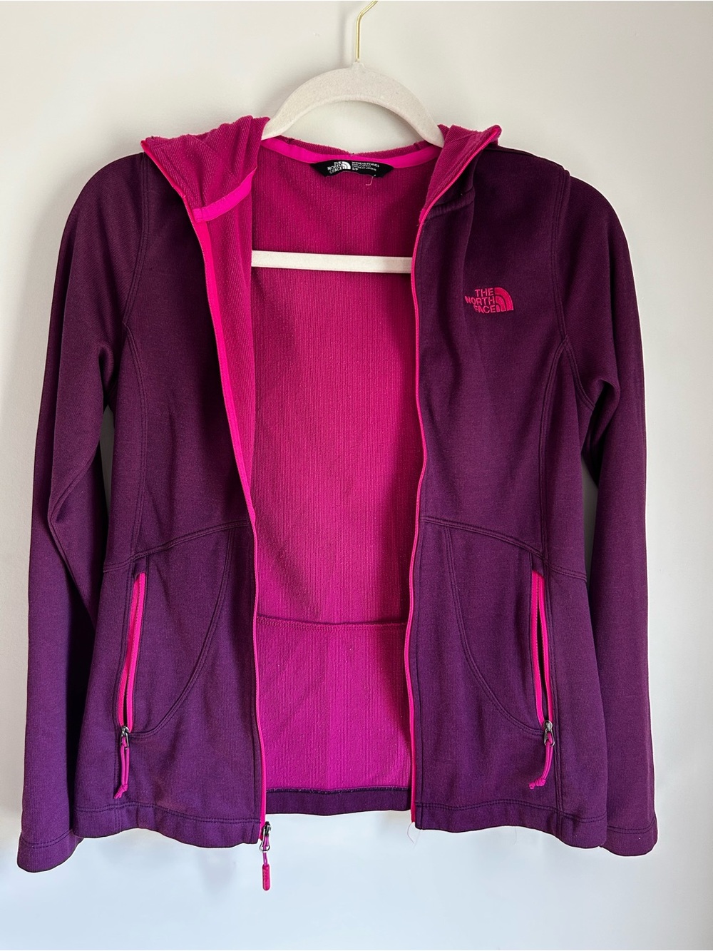 The North Face Plum and Hot Pink Hooded Fleece Jacket